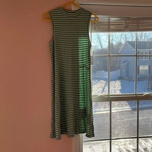 Green stripe maternity dress